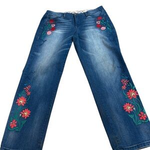 Vintage America Blues Bestie Jeans Size 12 R 31 Embellished Embroidered Flowers